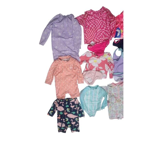 Lot Of 12 Month Old Girl Swim Wear Rashguards 13 Pieces - Picture 3 of 4